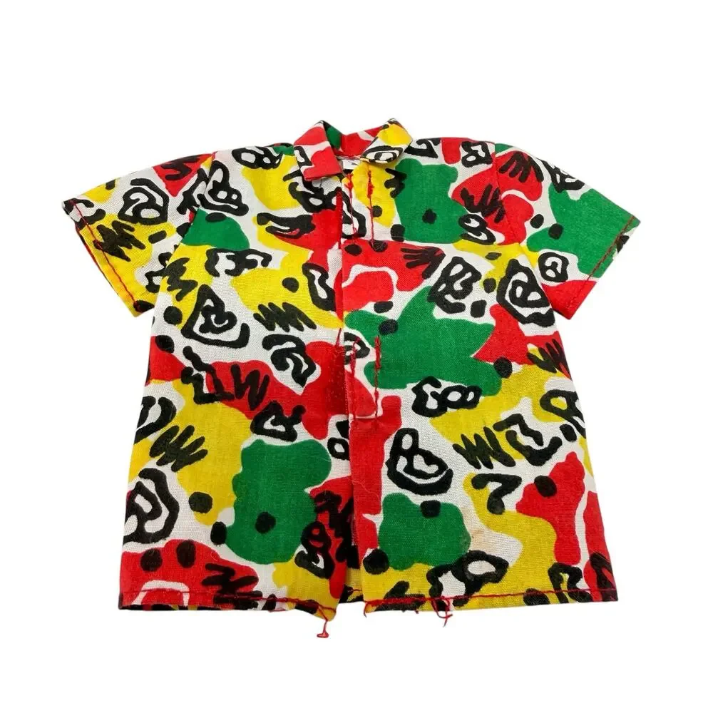 Genuine Barbie‎ Doll Shirt Ken Hawaiian Button Up Colorful Vintage Style Top